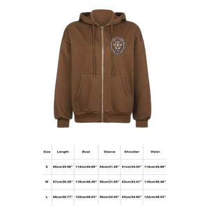 Sudadera cómoda de invierno 350 GSM para hombre con logotipo bordado Color marrón Ropa informal Sudadera con cremallera de lana - Product Image 4