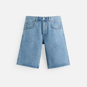 กางเกงขาสั้นผ้ายืดเอวสูงของผู้ชายแฟชั่นฤดูร้อนกางเกงขาสั้นผ้ายีนส์ระบายอากาศได้ดีผ้าถักทรงตรงดีไซน์สำหรับเล่นโยคะ - Product Image 6