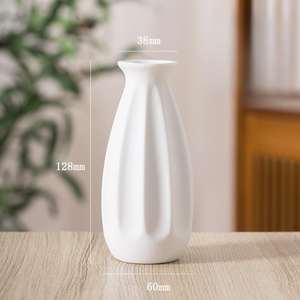 Jarrón de cerámica blanco mate asado liso, creativo, Simple, para sala de estar, decoración del hogar de flores secas - Product Image 4