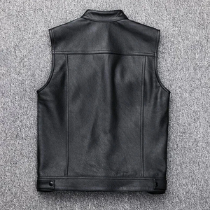 Gilet matelassé en cuir véritable respirant et écologique pour homme, personnalisable, idéal pour la moto – Vente en gros OEM - Product Image 3