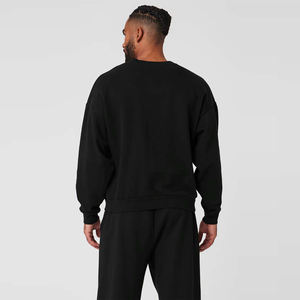 Unisex <b>Black</b> 100% Cotton Fleece Sweatshirt Custom Oversized Pullover Crewneck Tracksuit Warm Winter <b>Jumper</b> for <b>Men</b> Women - Product Image 2