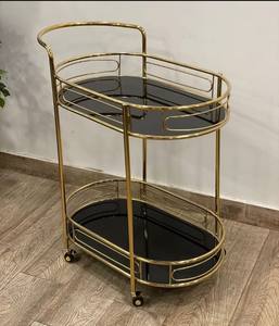 Luxury High Quality Bar Cart Tempered Glass Black Antique <b>Trolleys</b> Hotel Family Metal Wine Rack Hotels Furniture <b>Trolleys</b> - Product Image 5