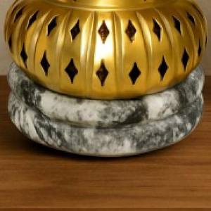 เตาเผาเครื่องหอมบาคูร์สุดหรู พร้อมรูระบายอากาศ สไตล์โดมแบบอาหรับ ฐานหินอ่อน ของตกแต่งบ้าน ของขวัญสำหรับตะวันออกกลางและรอมฎอน - Product Image 3