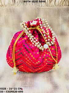 Indian Handcrafted Fabric Potli Batua <b>Clutch</b> <b>Embroidered</b> Wedding Favors and Return Gifts for Special Celebrations! - Product Image 5