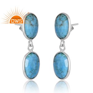 Nuevas llegadas 925 plata esterlina paladio plateado turquesa natural piedra preciosa pendiente fabricante de joyería personalizada - Product Image 3