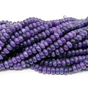 Quartz Améthyste Naturel Rondelle Lisse Perles De Pierres Précieuses Lâches 8mm Pierre Lâche Polie Perles À Grand Trou Pour La Fabrication De Bijoux 16" - Product Image 3