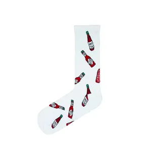Colorful <b>Hot</b> Sauce Pattern Sports <b>Socks</b> Breathable Knitted Jacquard Print Embroidery One Fits Boy for Daily Use Winter Summer - Product Image 1