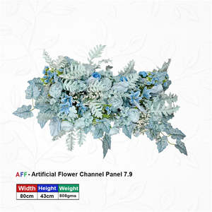 Panel de Flores Artificiales Arctic Azure, Azul Cielo Etéreo y Verde Esmeralda Escarchado, con diseño de Flor de Invierno y Espiga de Helecho - Product Image 2