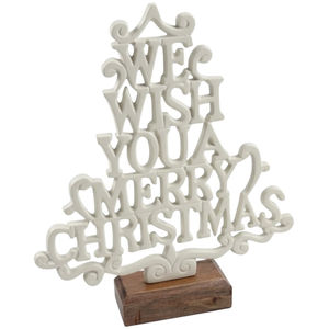 Escultura Moderna de Árbol de Navidad de Metal Plateado con Base de Madera, Decoración de Mesa, Adorno para el Hogar a Precio Económico - Product Image 3