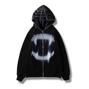 เสื้อสเวตเตอร์มีฮู้ดสำหรับผู้ชายเสื้อสเวตเชิ้ตมีฮู้ดทรงโอเวอร์ไซส์ประดับหมุดเสื้อผ้าแนวสตรีทแฟชั่นออกแบบโลโก้ได้ตามต้องการ - Product Image 1