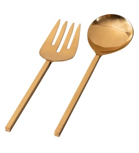 New Arrival Golden Finish Cutlery Set <b>for</b> <b>Home</b> Restaurant Hotel Catering Wedding Quality Metal Serving Spoon Fork on <b>Sale</b> - Product Image 1