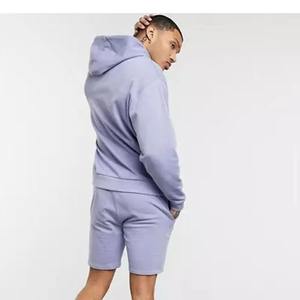 Ensemble short à capuche en éponge française 100% coton pour hommes taille haute élastique brodé tissu tricoté teint uni Design peint moderne - Product Image 6