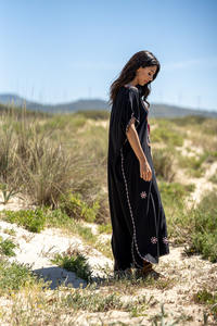 2024 été dames Boutique vêtements personnalisé longue haut de gamme Maxi Floral brodé coton Boho robes femmes élégant tenue décontractée - Product Image 3