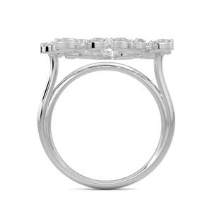 Anillo de declaración bohemio de Celeste, Topacio natural, piedra de corte ovalado chapada en rodio con ajuste de bisel, diseño de racimo único - Product Image 2