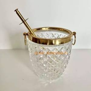 Fait de rotin forme ronde vin seau à glace avec couvercles en métal luxe qualité grande taille mariage et hôtels Bar vin seaux à glace - Product Image 5