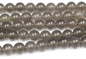 Perles de pierre, perles d'agate grises, collier de pierres précieuses lisses, pierres de guérison, cristal naturel, grossiste - Product Image 6