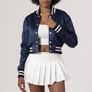 Chaqueta Bomber Varsity de satén morado Unisex más vendida, chaqueta de béisbol universitaria personalizada, procesamiento terminado transpirable para mujer - Product Image 3