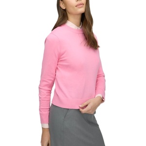 Pull col rond de luxe personnalisé pour femme, 100 % acrylique, motif uni, tricot respirant, logo au dos, style décontracté - Product Image 6