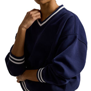 Suéter Premium con Cuello en V para Mujer, Personalizable, Mezcla de Algodón, Tejido de Punto, Bordado Frontal, Tallas Personalizadas, Primavera - Product Image 5