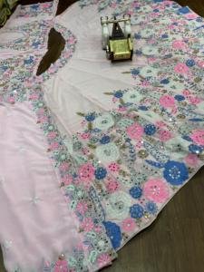 Elegante Espejo Real Bordado Lentejuelas Trabajo Con Cancan & Canvas Patta Indian Pakistani Ropa Lehenga Choli para Mujeres - Product Image 6