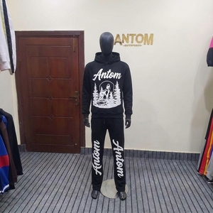 Conjunto Deportivo Informal de Invierno con Capucha y Pantalones Deportivos, Tallas Grandes, Bordes sin Rematar, Sudadera Corta con Pantalones Jogger - Product Image 3