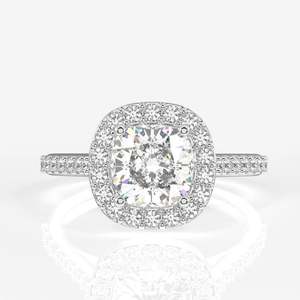 <b>Cushion</b> Cut Moissanite Diamond Halo Engagement <b>Ring</b> Sterling Silver Unique and Elegant <b>Wedding</b> Vow <b>Ring</b> - Product Image 5
