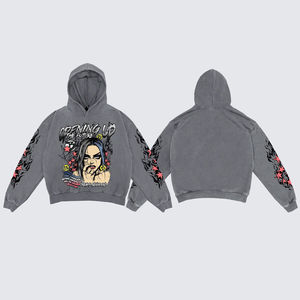 Sudadera con capucha lavada Vintage de algodón 100% para hombre DTG estampado personalizado cordón bordado Diseño hombro caído patrón sólido al por mayor - Product Image 5