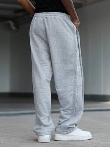 กางเกงวิ่งขาตรงผ้าฟลีซสีเทากางเกงของผู้ชายกางเกงของผู้ชายเอวแบบเฮฟวี่เวทผ้าคอตตอนผ้ายืดใส่สบาย - Product Image 3