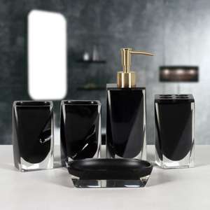 Ensemble de salle de bain en résine avec design marbré pour un décor de salle de bain unique et haut de gamme - Product Image 1