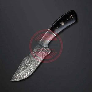 Cuchillo de acero de Damasco hecho a mano para acampar, cuchillo de caza Skinner, cuchillos para exteriores - Product Image 2