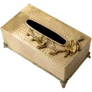 Haute qualité en métal avec fleur d'or Accent boîte à mouchoirs porte-serviettes attrayant maison table boîte à mouchoirs en métal prix usine - Product Image 4