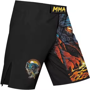 Pantalones cortos de boxeo con estampado de sublimación personalizado para hombre, pantalones cortos de combate para gimnasio, pantalones cortos de compresión MMA, pantalones cortos elásticos OEM, Diseña tus propios - Product Image 4