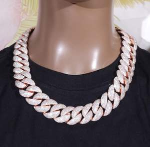 Luxury Rose Gold Plated Moissanite Pendant <b>Necklace</b> for Men Custom 925 <b>Sterling</b> <b>Silver</b> Iced Hip Hop Jewelry Gift - Product Image 1