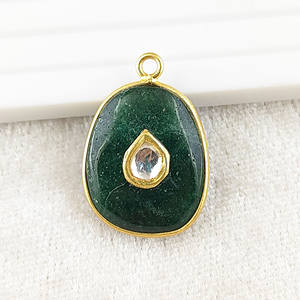 Colgante de piedras preciosas de Aventurina verde al por mayor - Product Image 2