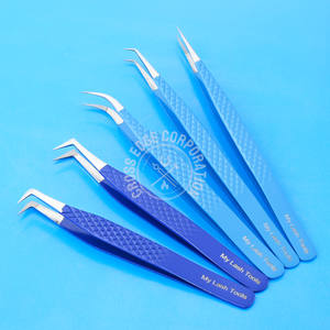 Pince à cils à pointe de fibre de haute qualité pince à cils d'isolation incurvée et droite pince à épiler diamantée volume pince à épiler outils techniques de cils - Product Image 5