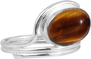 Oeil de tigre pierre précieuse solide 925 argent Sterling Cabochon naturel pierre précieuse bague faite à la main bijoux en argent Sterling 925 bague estampée - Product Image 3