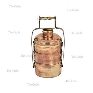 High Copper Tiffin <b>Box</b> Three Compartments Customized Size Shape <b>Stacking</b> Design Freshness Preservation Food Container Bulk - Product Image 1
