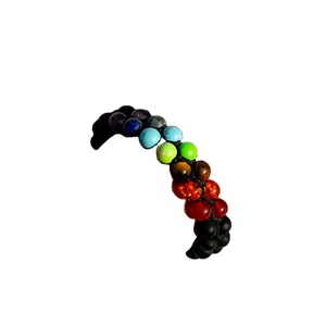 Bracelet de pierres précieuses naturelles sculptées à la main en gros 7 perles de lave de quartz chakra bijoux en cristal de guérison énergétique mascotte grand cadeau - Product Image 1