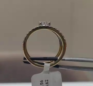 แหวนแต่งงานประดับเพชรทรงกลมตัดเป็นวงแหวนทองขนาดเล็ก14K สีเหลืองทองสำหรับคู่แต่งงานของขวัญวันครบรอบแต่งงานสำหรับคู่ค้า - Product Image 6