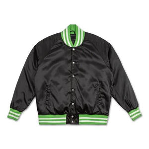 Veste de baseball personnalisée en soie brodée par le collège pour hommes, vêtements de sport boutonnés, veste universitaire en satin pour hommes - Product Image 1