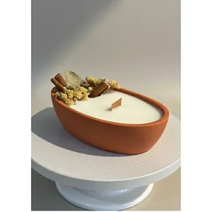 Handmade Wooden <b>Wick</b> Cinnamon Scented Earthenware Soy Wax <b>Candle</b> Eco-Friendly Aromatherapy for Home Decoration Valentine's Day - Product Image 3