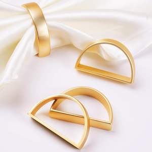 Gold Plated Leaf Design Napkin Ring for Weddings Parties Hot <b>Summer</b> Color Stacked Metal Napkin Ring for Dining Table <b>Decor</b> - Product Image 2