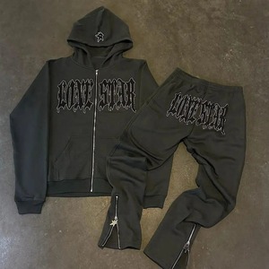 Esthétique Streetwear Hommes Hiver Imprimé Set Sweatshirts Y2K Classic Fashion Hooded Rhinestones Graphics Rock Vintage Hip Hop - Product Image 2