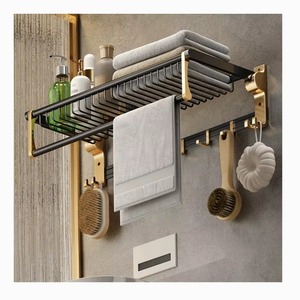 <b>Wall</b> mounted bathroom towel bar in metal for durable and aesthetic storage needs - Product Image 5