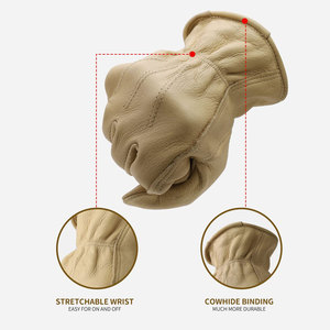 Gants de travail Gants de pilote en cuir confortables pour la sécurité des mains Gants de conducteur en cuir de vachette. - Product Image 4