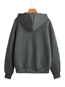 Sudadera con Capucha Personalizable para Hombre, Otoño Invierno, Informal, Personalizada, Manga Larga, Color Sólido, Ajuste Holgado, Teñido Liso - Product Image 2