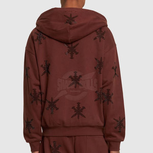Derniers sweats à capuche en strass à motif uni pour l'hiver, fabriqués sur mesure au Pakistan, style streetwear, techniques de teinture unie, vente en gros pour hommes - Product Image 3