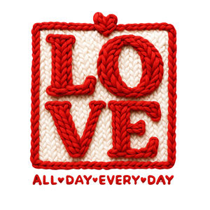 ملصقات فينيل قابلة للنقل بالحرارة بتصميم 'الحب طوال اليوم' للقمصان والحقائب والقبعات والوسائد - ملصقات قابلة للكي - Product Image 1