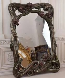 Floral Art Nouveau <b>Mirror</b>: <b>Vintage</b> Crystal Glass <b>Wall</b> Decor - Product Image 1