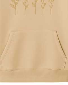 Sudadera con capucha bordada botánica Beige para mujer, Jersey Floral informal, sudadera de lana suave, ropa de calle minimalista, moda - Product Image 3